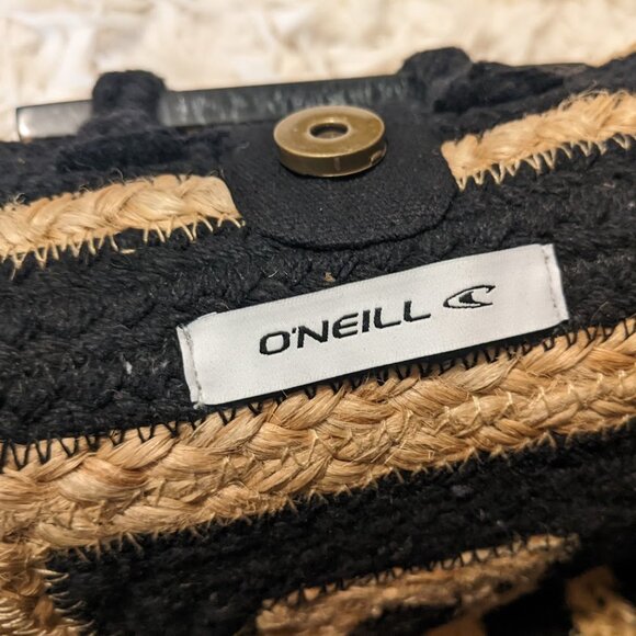 O'NEILL Jute/Cotton Purse with Acetate Handles Black EUC Summer Bag - Picture 4 of 6